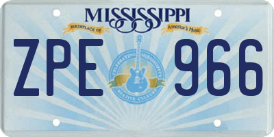 MS license plate ZPE966