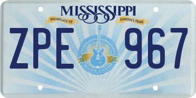 MS license plate ZPE967