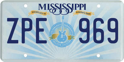 MS license plate ZPE969