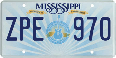 MS license plate ZPE970