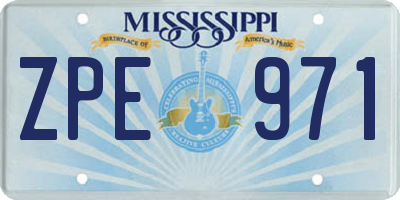 MS license plate ZPE971