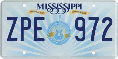 MS license plate ZPE972