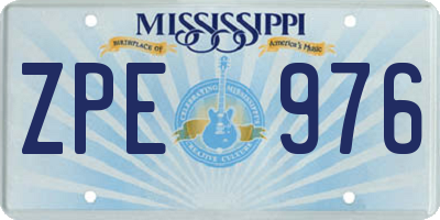 MS license plate ZPE976
