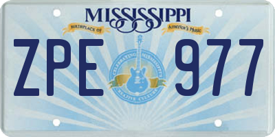 MS license plate ZPE977