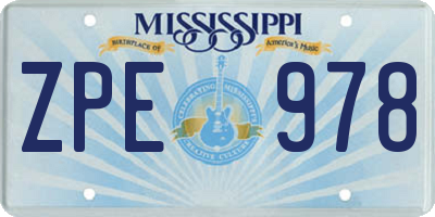 MS license plate ZPE978