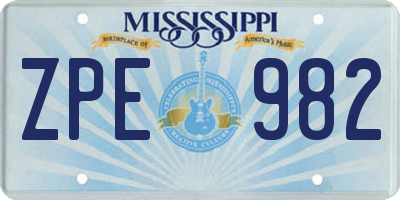 MS license plate ZPE982