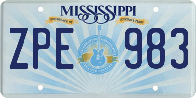 MS license plate ZPE983