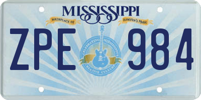 MS license plate ZPE984