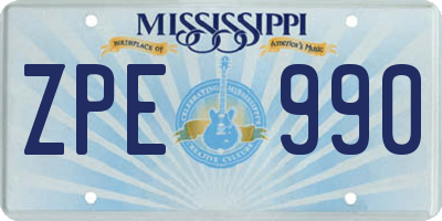 MS license plate ZPE990