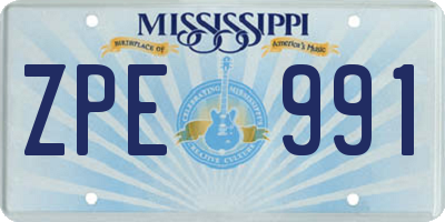 MS license plate ZPE991
