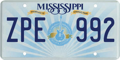 MS license plate ZPE992