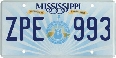 MS license plate ZPE993