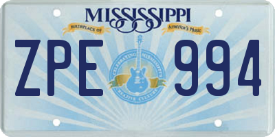 MS license plate ZPE994