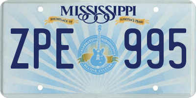 MS license plate ZPE995