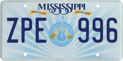 MS license plate ZPE996