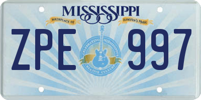 MS license plate ZPE997