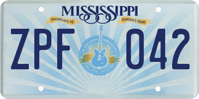 MS license plate ZPF042