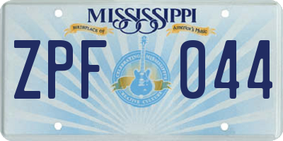 MS license plate ZPF044