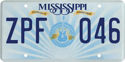MS license plate ZPF046