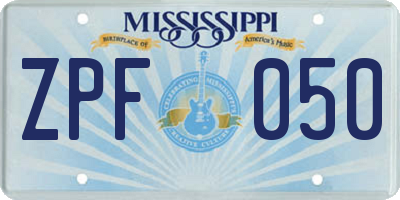 MS license plate ZPF050