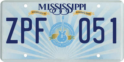 MS license plate ZPF051