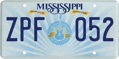 MS license plate ZPF052