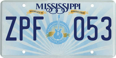 MS license plate ZPF053