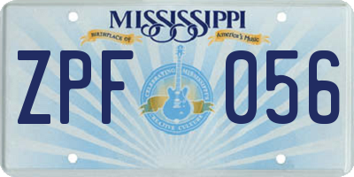 MS license plate ZPF056