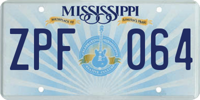 MS license plate ZPF064