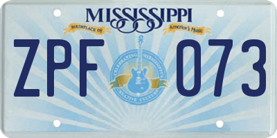 MS license plate ZPF073