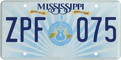 MS license plate ZPF075
