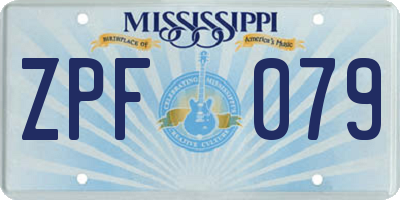 MS license plate ZPF079