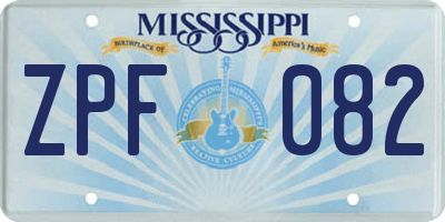 MS license plate ZPF082