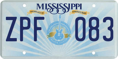 MS license plate ZPF083