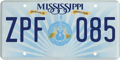 MS license plate ZPF085