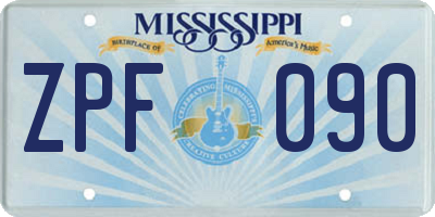 MS license plate ZPF090