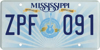MS license plate ZPF091