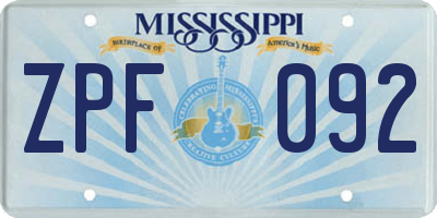 MS license plate ZPF092
