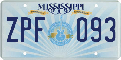 MS license plate ZPF093
