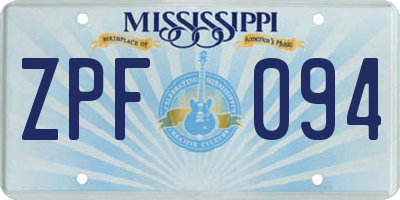MS license plate ZPF094