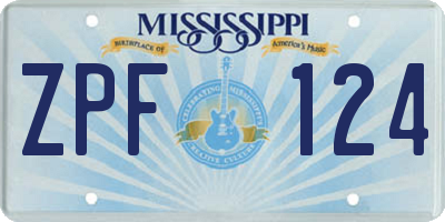 MS license plate ZPF124