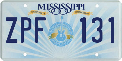 MS license plate ZPF131