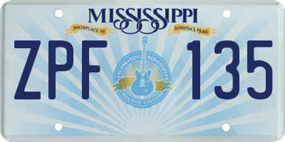 MS license plate ZPF135