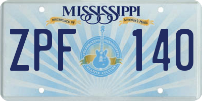 MS license plate ZPF140