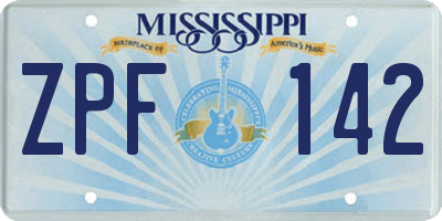 MS license plate ZPF142