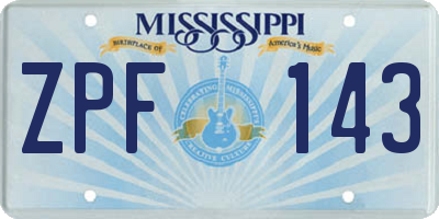 MS license plate ZPF143