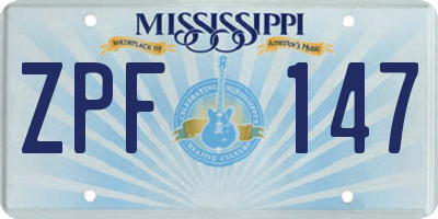 MS license plate ZPF147