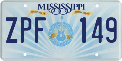 MS license plate ZPF149