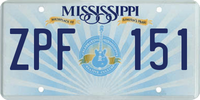 MS license plate ZPF151