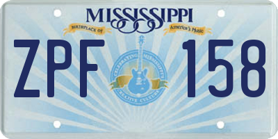 MS license plate ZPF158